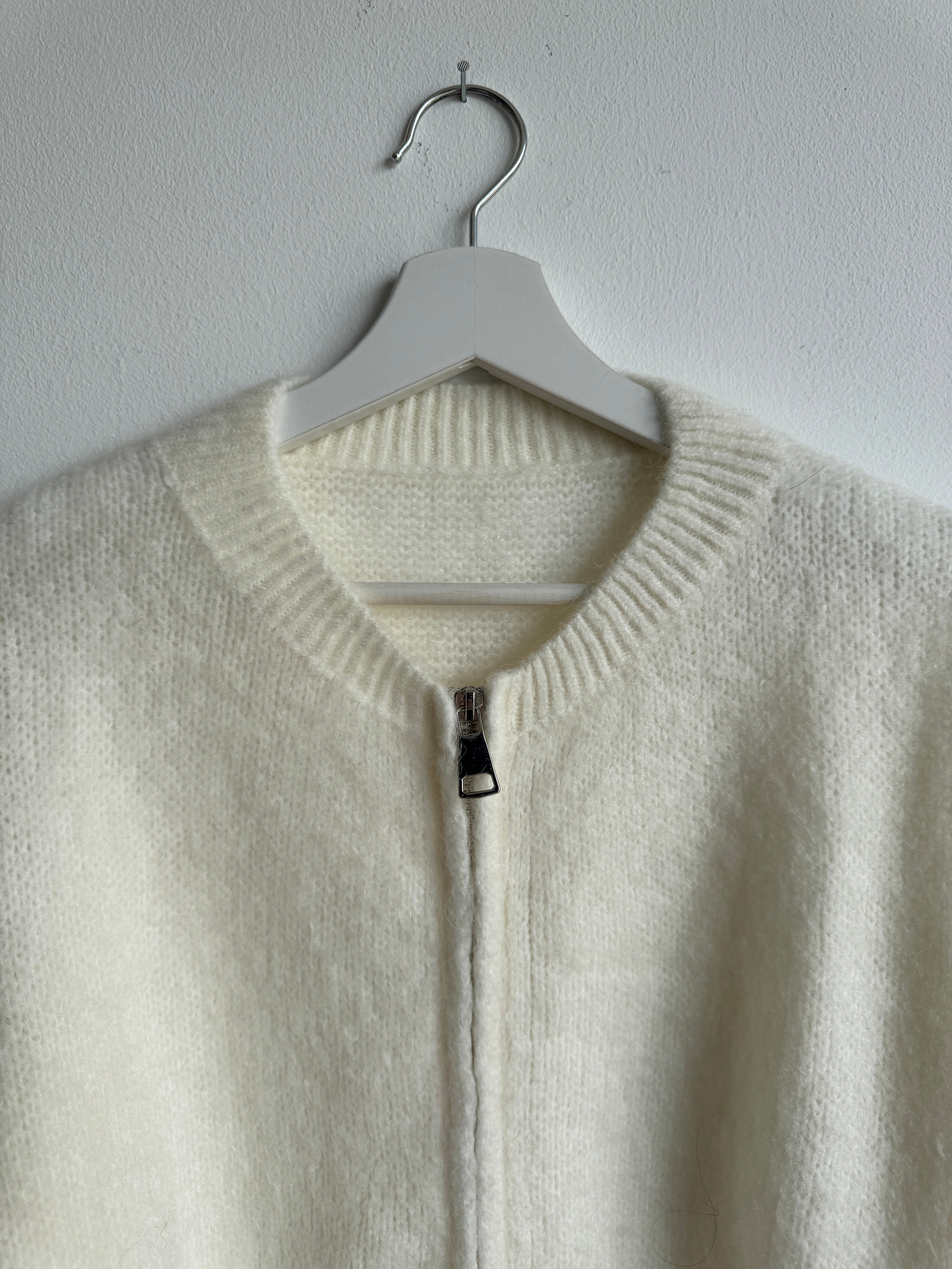Zip Cardigan mit Kid Mohair - Creme
