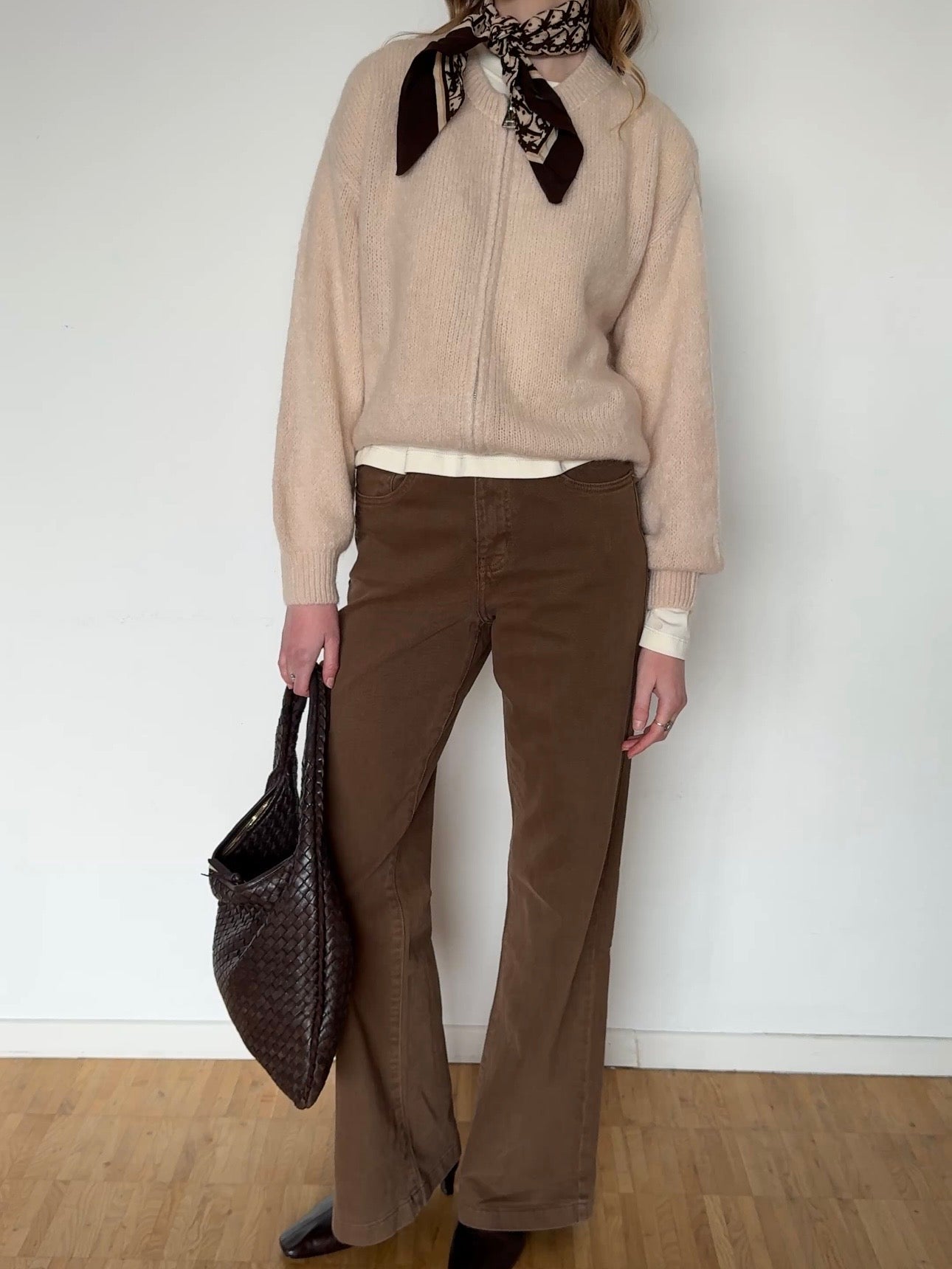 Zip Cardigan mit Kid Mohair - Apricot